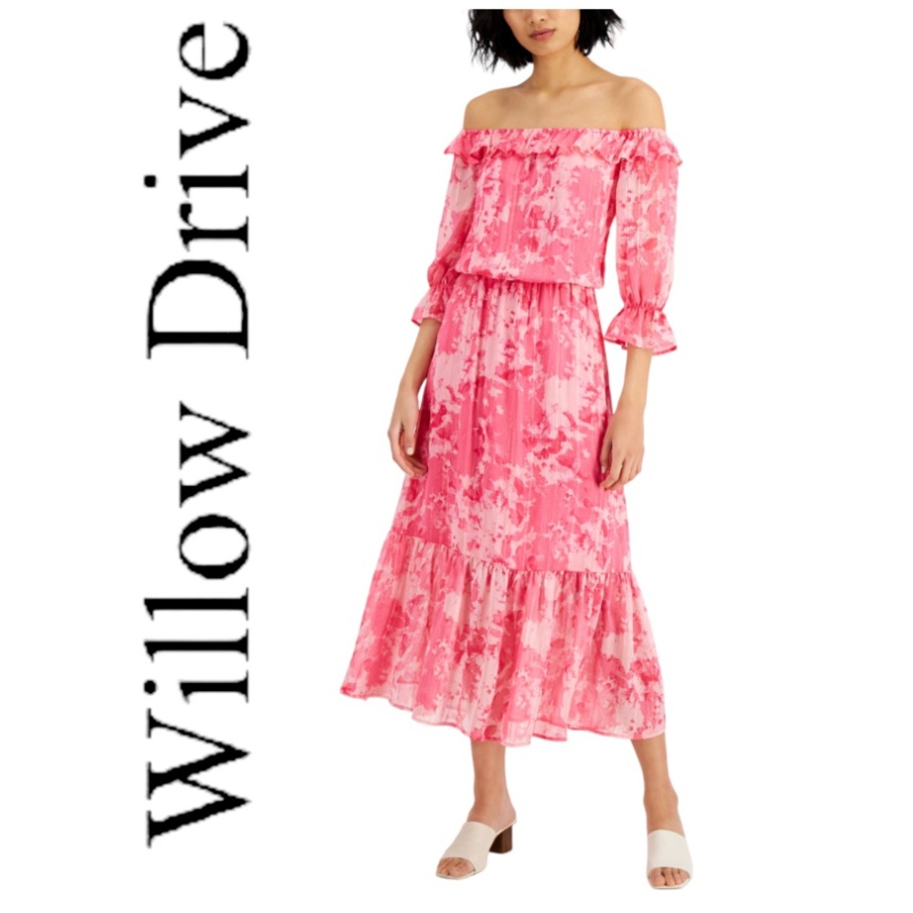 Willow Drive Floral-Print Off-The-Shoulder Maxi Dress Pink Floral